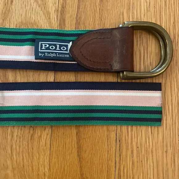 Ralph Lauren leather and nylon belt 45.5” long (not including buckle minor scuff - Picture 2 of 6